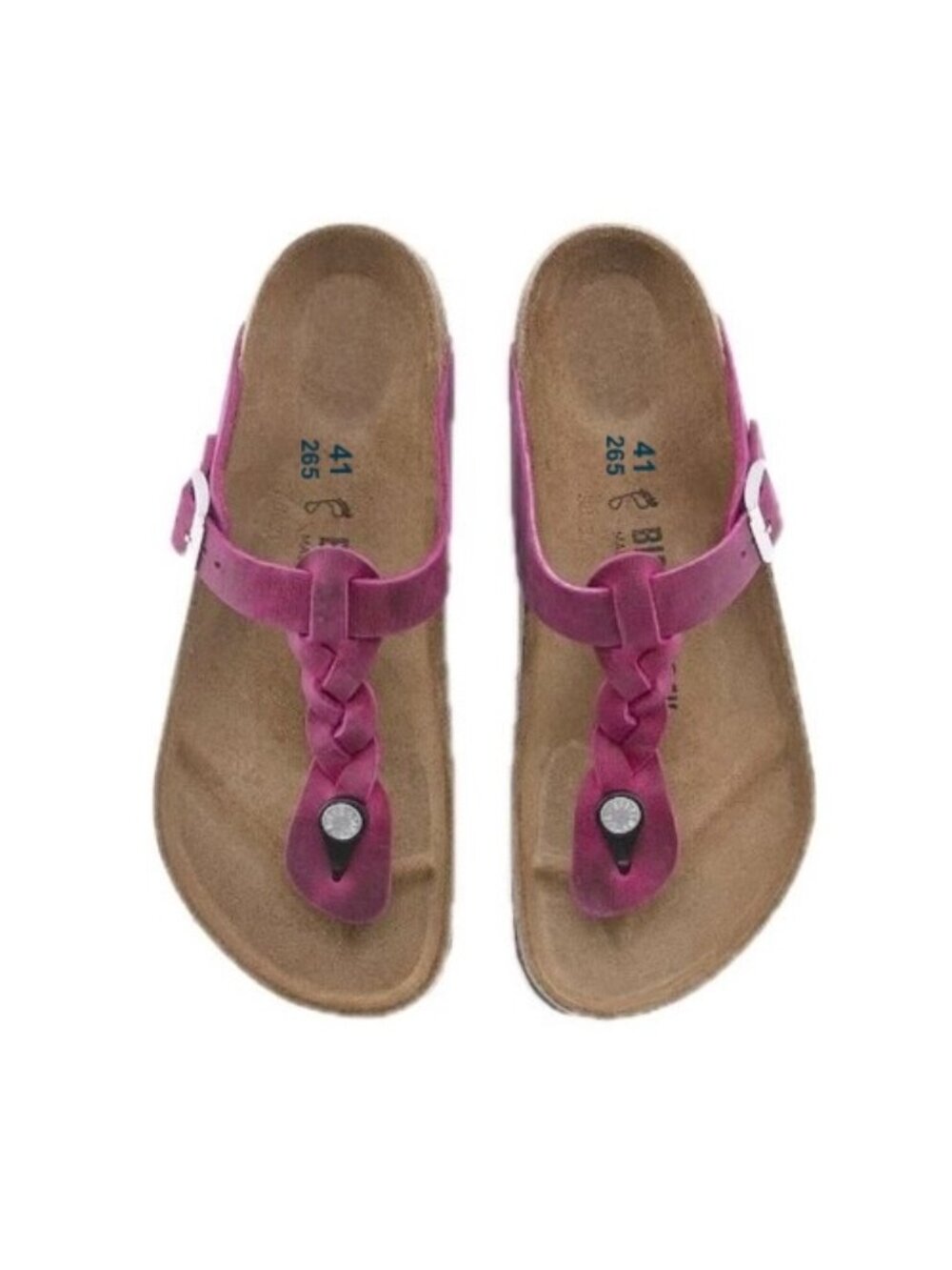 Birkenstock Gizeh Braided Sandal Festival Fuchsia Oiled Leather NEW - Picture 3 of 9